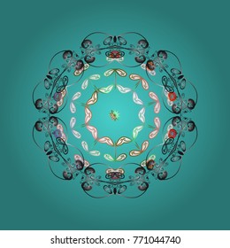 Beautiful vector blue, gray and white snowflakes isolated on a colorful background. Falling Christmas stylized snowflakes. Illustration. 