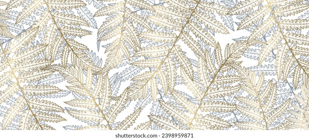 Hermoso fondo botánico vectorial con ramas doradas inusuales. Fondo claro, afiche, pancarta, tarjeta botánica, portada, impresión.