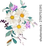 A beautiful vector bouquet of flowers. Delicate, vibrant summer vector flowers. For design and decoration.