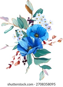 A beautiful vector bouquet of flowers. Delicate, vibrant summer vector flowers. For design and decoration.