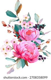 Un hermoso ramo de Vector de flores. Flores de Vector de verano delicadas y vibrantes. Para el diseño y la decoración.
