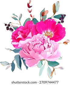 Un hermoso ramo de Vector de flores. Flores de Vector de verano delicadas y vibrantes. Para el diseño y la decoración.