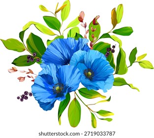 Um belo buquê vetorial de flores. Delicadas, vibrantes flores vetoriais de verão. Para design e decoração.