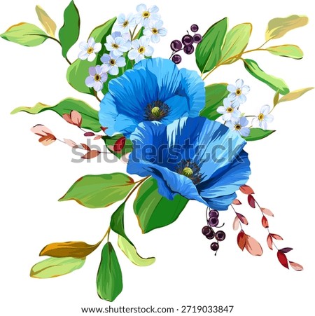 A beautiful vector bouquet of flowers. Delicate, vibrant summer vector flowers. For design and decoration.