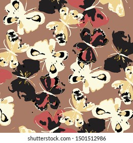 Beautiful vector butterflies pattern, spring summer background