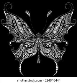 Beautiful vector butterfly from a variety of patterns on a black background