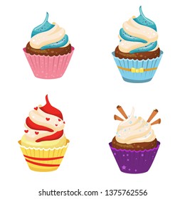 beautiful vector cakes set