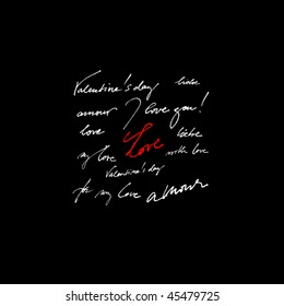 beautiful vector calligraphic background for valentine's day greeting card
