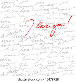 beautiful vector calligraphic background for valentine's day greeting card