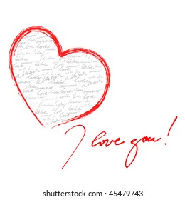 beautiful vector calligraphic background for valentine's day greeting card