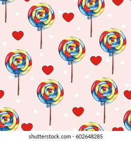 Beautiful vector candy lollipops seamless pattern. Elegant background for textile design, eps8