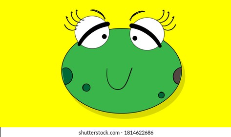 Beautiful vector cartoon of frog face.