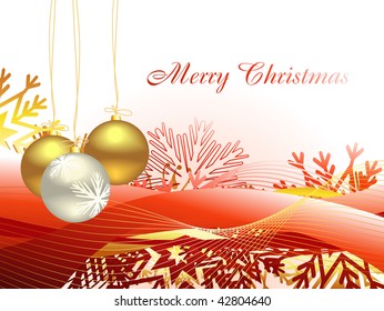 beautiful vector christmas artistic wave and balls background