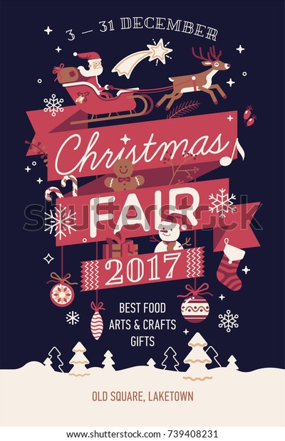 Beautiful Vector Christmas Fair Poster Banner Stock Vector Royalty Free 739408231