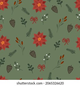 Hermoso vectorial navidad sin fisuras con poinsettia