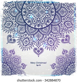 Beautiful vector Christmas snowflake mandala ornament