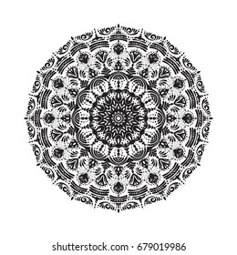 Beautiful vector circular ornament in ethnic style mandala. Can be used to print on the phone, to create a poster, tattoo, yoga Mat.