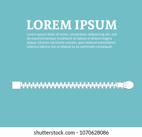 Beautiful vector closed and open zip detail, buckle. Fastens with a zipper.metal accessories on clothes.vector illustration.