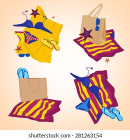Beautiful vector collection of bright beach compositions.