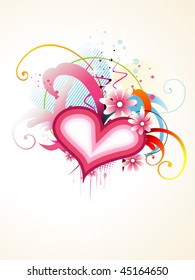 beautiful vector colorful heart design with beautiful floral round it