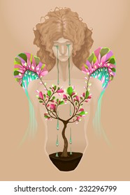 Soy hermosa. Ilustración conceptual del vector