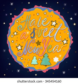 Beautiful vector creamy typography on the freshly baked cake and whip decoration. Sweet letters useful for creating cute postcards, food placards and posters, cute invitations and romantic designs.