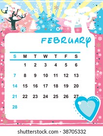 Beautiful vector decorative Frame for calendar - February