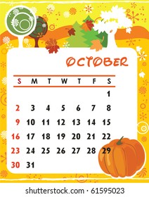 Beautiful vector decorative Frame for calendar - October