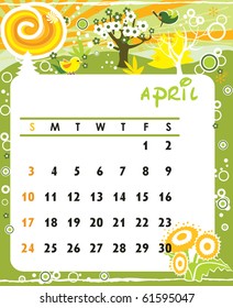 Beautiful vector decorative Frame for calendar - April