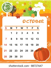 Beautiful vector decorative Frame for calendar - October