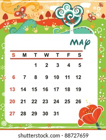Beautiful vector decorative Frame for calendar - May