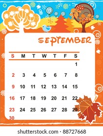 Beautiful vector decorative Frame for calendar - September