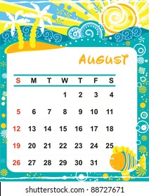 Beautiful vector decorative Frame for calendar - August
