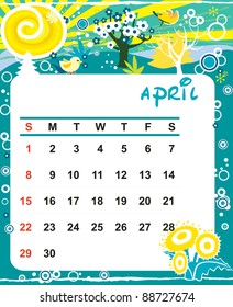 Beautiful vector decorative Frame for calendar - April