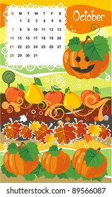Beautiful vector decorative Frame for calendar - October