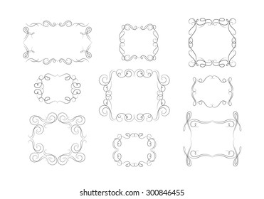Beautiful Vector Decorative Frames. Vintage Flourishes Set.