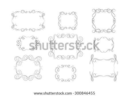 Beautiful Vector Decorative Frames. Vintage Flourishes Set.