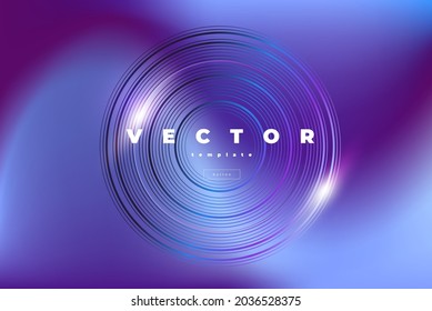 Hermoso diseño vectorial con círculos y fondo brillante y azul y púrpura