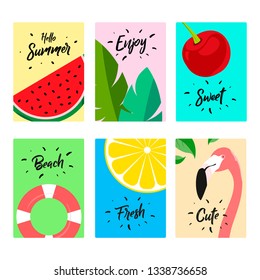 Beautiful vector design, cute summer card collection - vector
