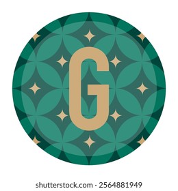 Beautiful vector design featuring the letter G in golden tones, layered over a green floral pattern. A modern yet timeless design suitable for branding and creative uses.