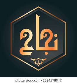 A beautiful vector design for the name of girl "Najah" in Fatmic Kufi.