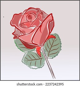 Beautiful vector digital illustration of red roses. 