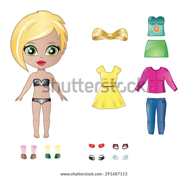 Beautiful Vector Dress Paper Doll Body Stock Vector (Royalty Free ...