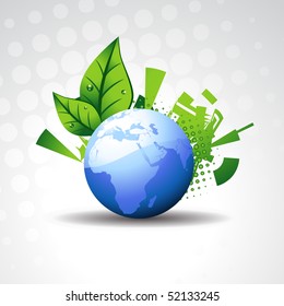 beautiful vector earth with leaf on background