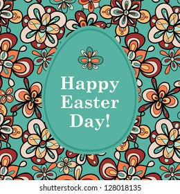 beautiful vector egg form frame border easter card cover abstract ornament wallpaper pattern with floral background