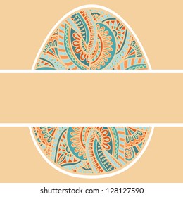 beautiful vector egg form frame border easter card cover abstract floral ornament wallpaper background pattern light orange