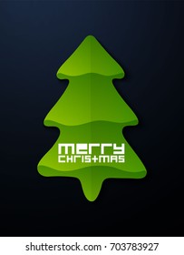 Beautiful vector element of Christmas tree. Merry Christmas greeting card.
