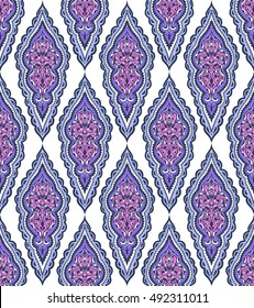 Beautiful vector ethnic seamless pattern. Vintage background. Mandala style. Repeat textile design elements. Cute texture with curls and swirls. Print for fabric, textiles, wallpapers, bedding.