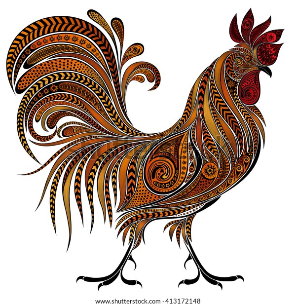 Beautiful Vector Fire Cock By New Stock Vector (Royalty Free) 413172148