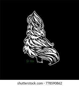 Beautiful vector fir-tree. Complex original illustration. Forest style.
